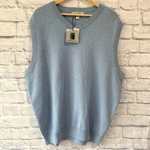 Cypress Links V Neck Sweater Vest Large 100% Cotton Light‎ Blue NWT Golf Casual
